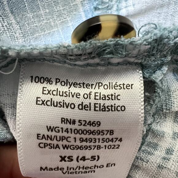 Wonder Nation Girls Dress 4-5 Teal Plaid Puff Sleeve Smocked Bodice Ruffle Hem - Picture 8 of 8